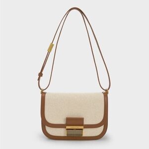 Charles & Keith Charlot Canvas Crossbody bag in Chocolate
